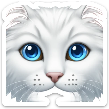 fluffy white cat with blue eyes  sticker