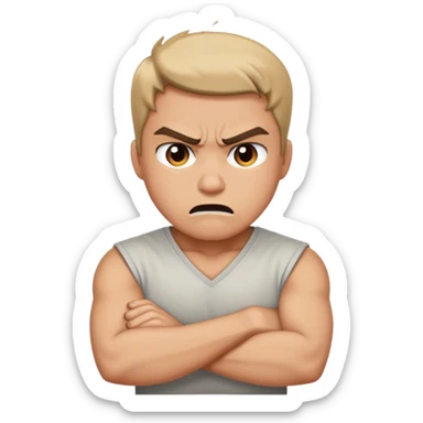 Person with arms crossed around next while being angry sticker