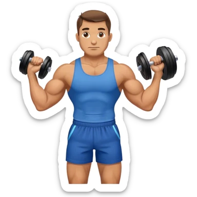 buff man with blue shorts holding kettlebell sticker