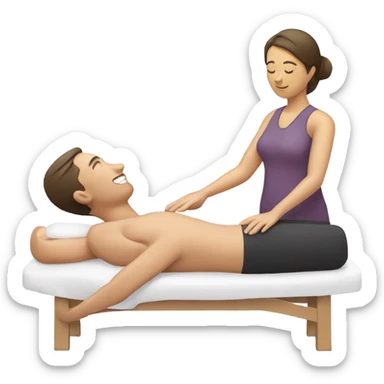 One person doing massage to another  sticker