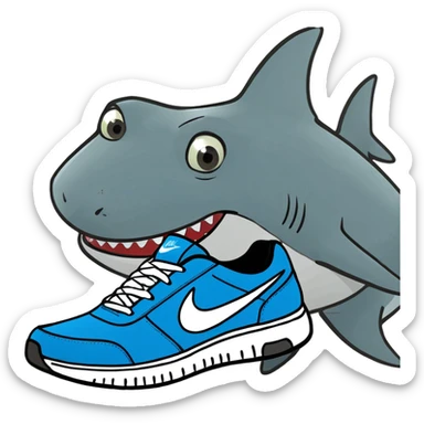 shark eith three legs and blue nike sneakers sticker
