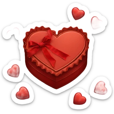 red frilly vintage heart-shaped box of chocolates sticker