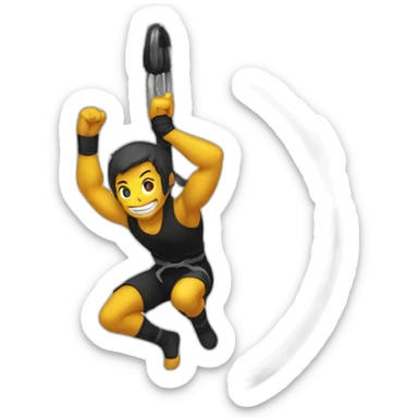Ninja Warrior athlete, hanging from rings sticker