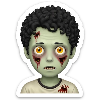 boy zombie with black curly hear sticker
