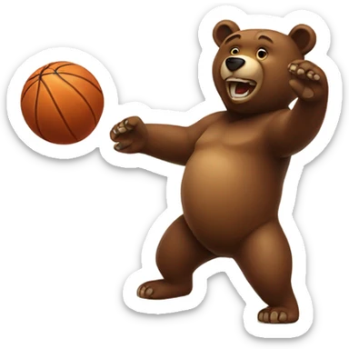 Brown Bear spinning basketball on his finger  sticker