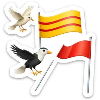 drapeau de Lorraine (fond jaune, une bande diagonale rouge dans laquelle se trouvent 3 silhouettes blanche d'oiseaux) sticker