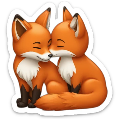 Fox kissing sticker