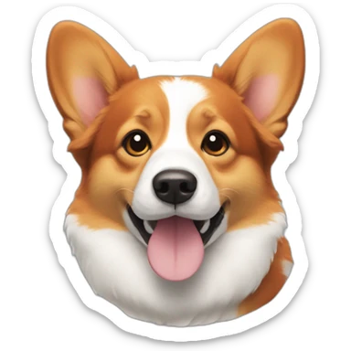 red-headed tricolor corgi with white ducks sticker