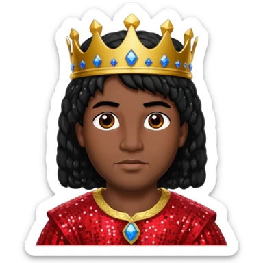 King Solomon from The Bible with black hair,  red sequin outfit sticker