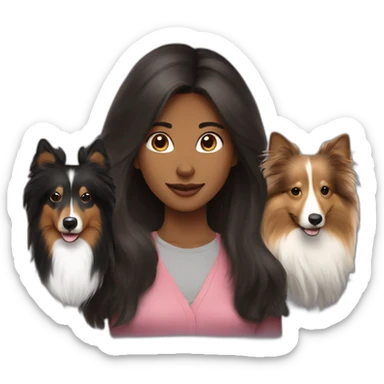 yong woman with sable sheltie and bi-black sheltie sticker