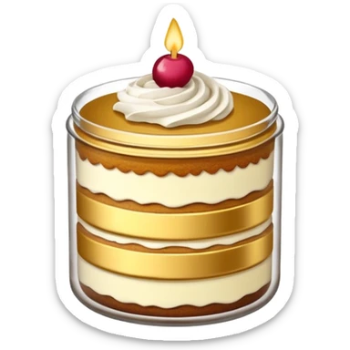 A layered small jar of cake that is gold outline black background ONLY GOLD I just wanted to be an outline on a black screen. sticker