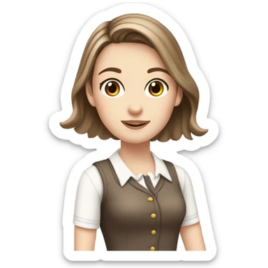 White girl, preppy girl, brown hair ￼ sticker