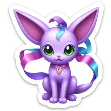 Shiny colorful Espeon with ribbons sticker