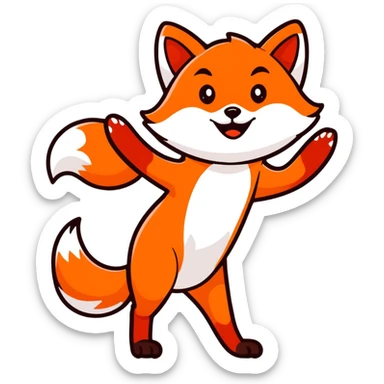 Red fox waving hi sticker
