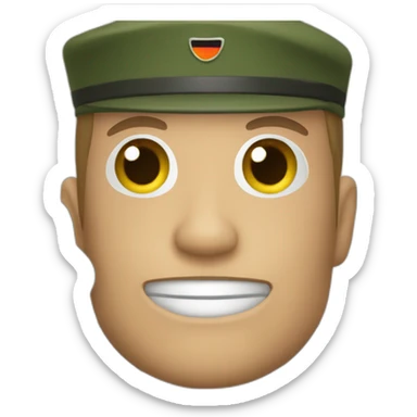 german soldier with a dark green costume, he has his richt hand in tyhe air with his fingersspread. sticker