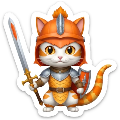cat dressed as dragon slayer  sticker