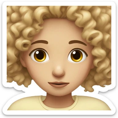 tired girl with curly hair, black circled under eyelids, exhausted  sticker