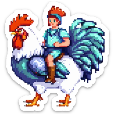 rider on a rooster sticker