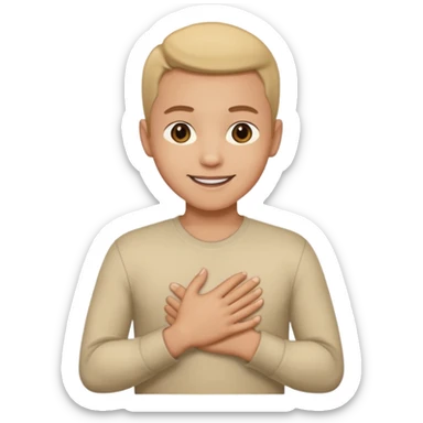 Persona mano al pecho sonriendo sticker