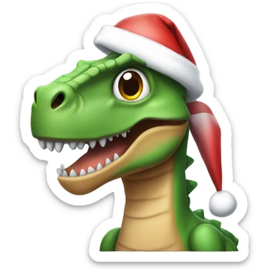 A dinosaur wearing a Santa hat  sticker