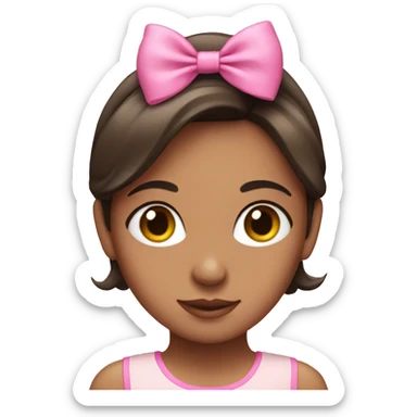 brunette girl in pink with a pink bow sticker