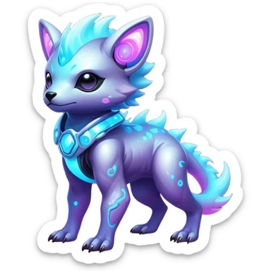 Epic Edgy Cute Colorful Pastel Nebula Modern Vernid-Protogen-creature-animal, full body sticker