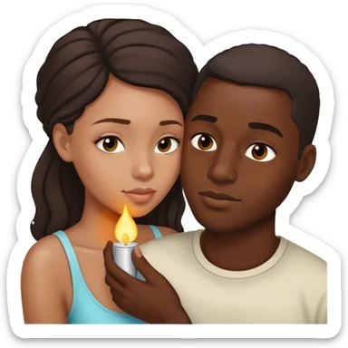 Black guy smelling his light skinned girlfriend sticker