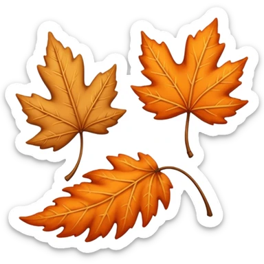 3 autumn leaves, blowing in the wind, to the left, white background sticker