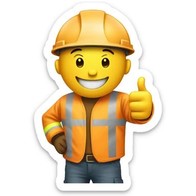 smiley in a construction helmet with thumbs up include safety jacket sticker