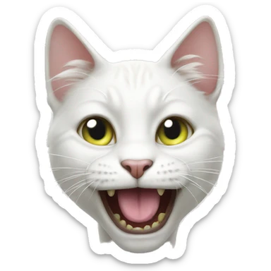 freaky white cat sticker