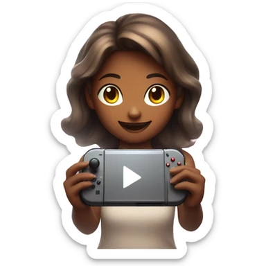 Glowing girl playing nintendo switch sticker