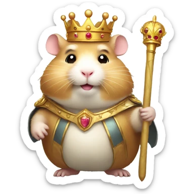 Fat hamster with a crown and a scepter and a proud face sticker