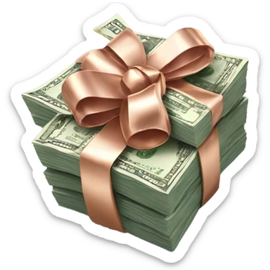Stack of money wrapped up with a rose gold bow sticker