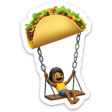 A taco swinging on a swing set sticker