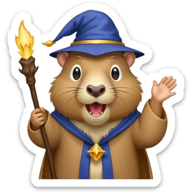 wizard capybara shouting sticker