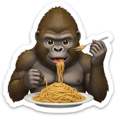 ￼ a gorilla eating spaghetti sticker