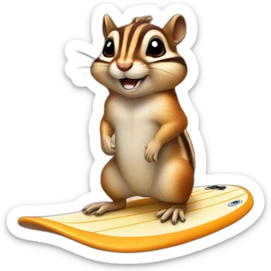 chipmunk-on-surfboard sticker