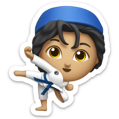 taekwondo blue BELT female kick sticker
