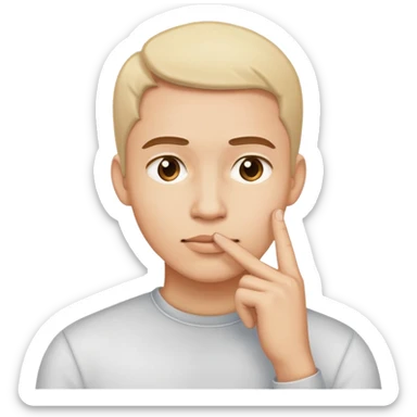 person tapping finger on chin thinking sticker