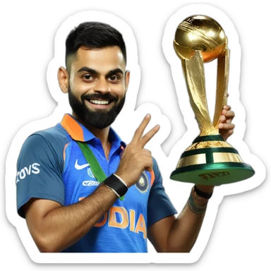 Virat Kohli with world cup sticker