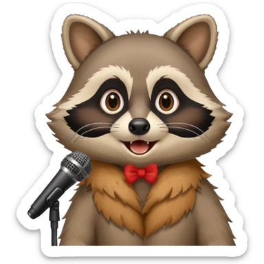 Racoon singing with mic  sticker