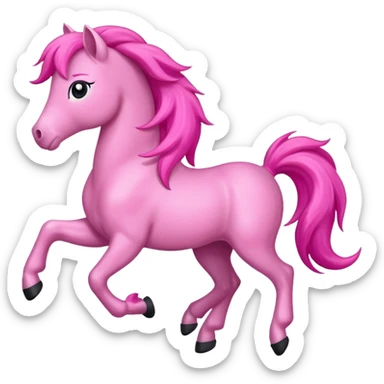 pink pony prancing with its mane flowing sticker
