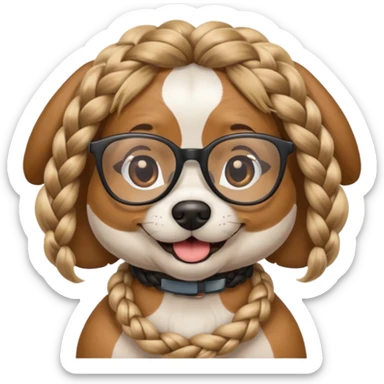 braided haired dog with glassess sticker