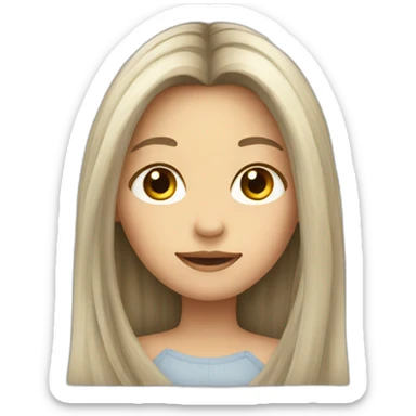 girl with long hair and timide face sticker