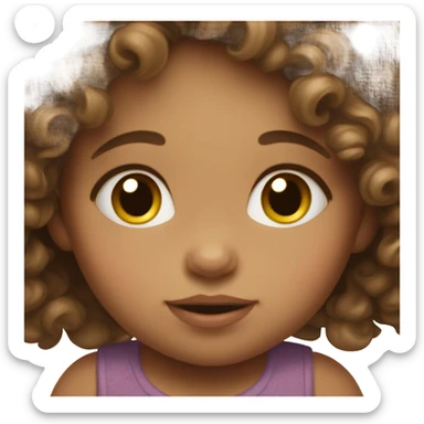 Baby girl with curly brown hair sticker