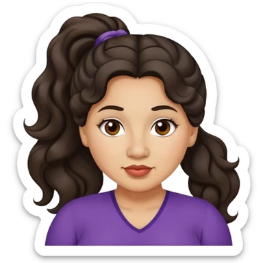  plus size light skin latino women with wavy dark hair in pony tail flat wide nose  sticker