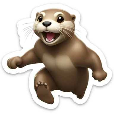 Otter running a race sticker