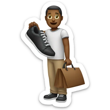 Person with a shoe in his hand sticker