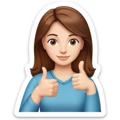 Lady with brown hair doing thumbs up sticker