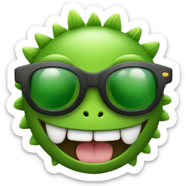 Lagartija verte con gafas de sol, sacando la lengua y con cuernos sticker